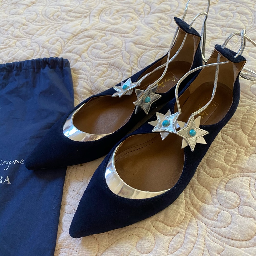 NWT Aquazzura x poppy deleningne flats - Picture 2 of 8